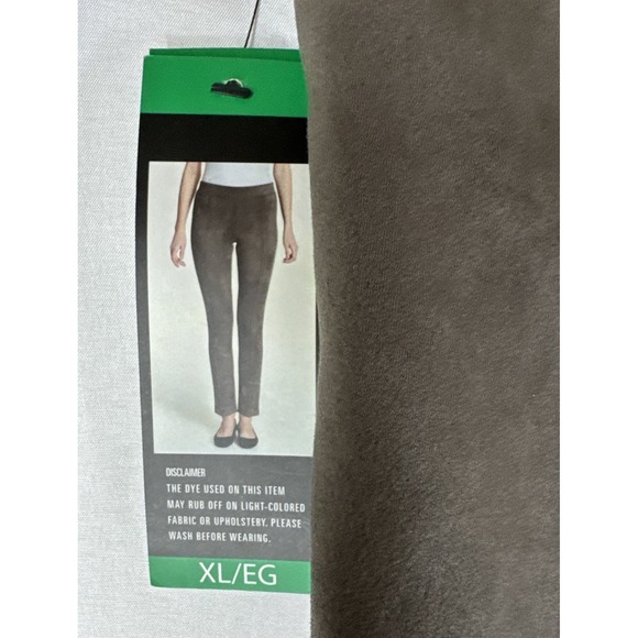 Andrew Marc Womens Faux-Suede Pull-On Pants Front Seam Taupe XL Stretch NWT - Picture 4 of 6
